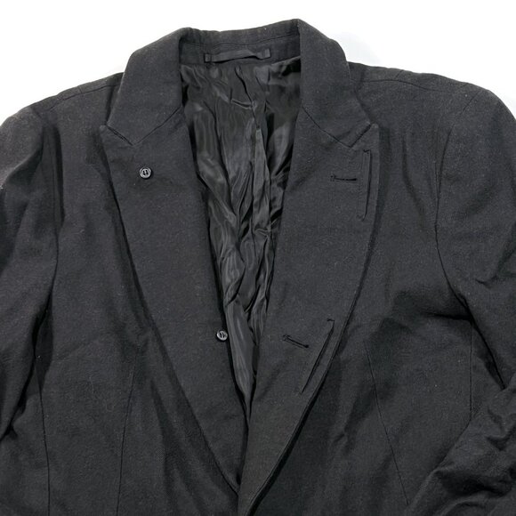 All Saints Italian Cloth Keene Blazer Mens 36 Black Leather Trim Wool Blend - Picture 8 of 9